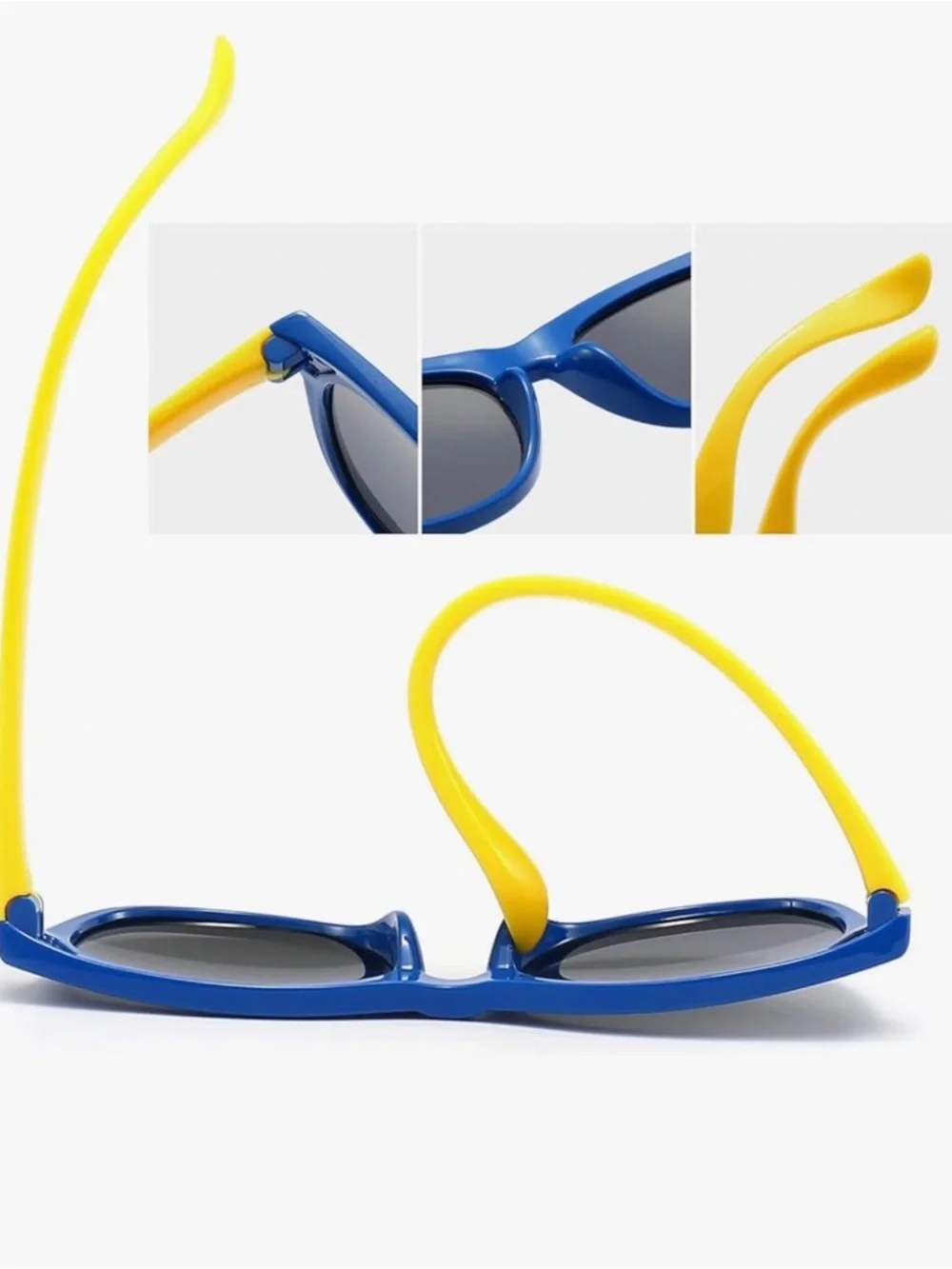 2 pack of Kids Sunglasses - Light Blue & Royal Blue with Yellow Temples
